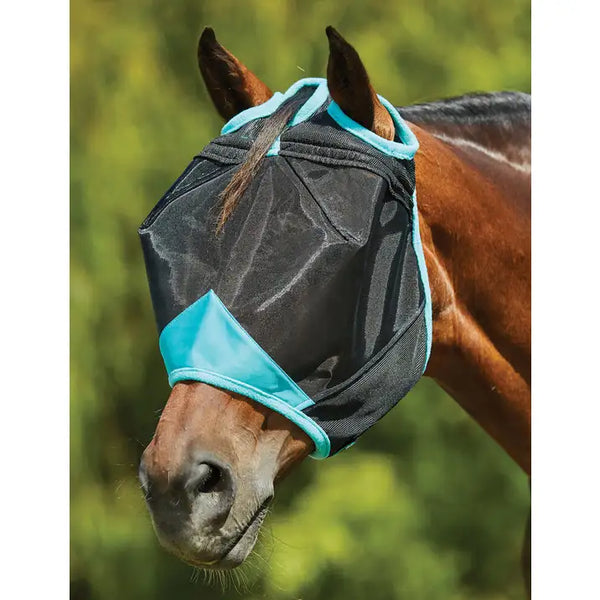 Weatherbeeta Comfitec Deluxe Mask Fine Mask, Black-Turquoise masker paard ruitershop Pas de Deux