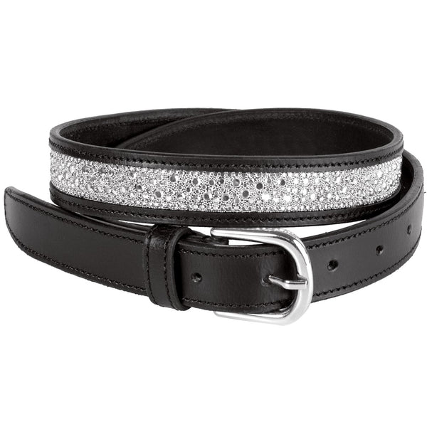 Harry's Horse Ledergürtel Crystal Drops, Schwarz/Silber