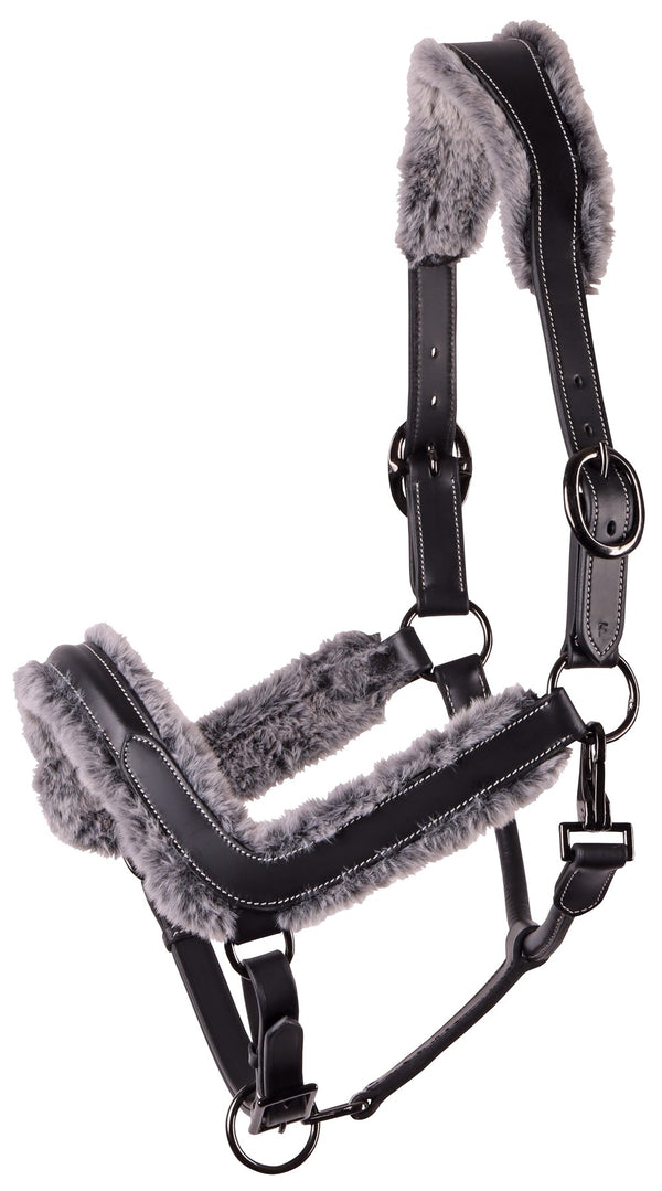 Harry's Horse Leren Halster Furry Mat, Black