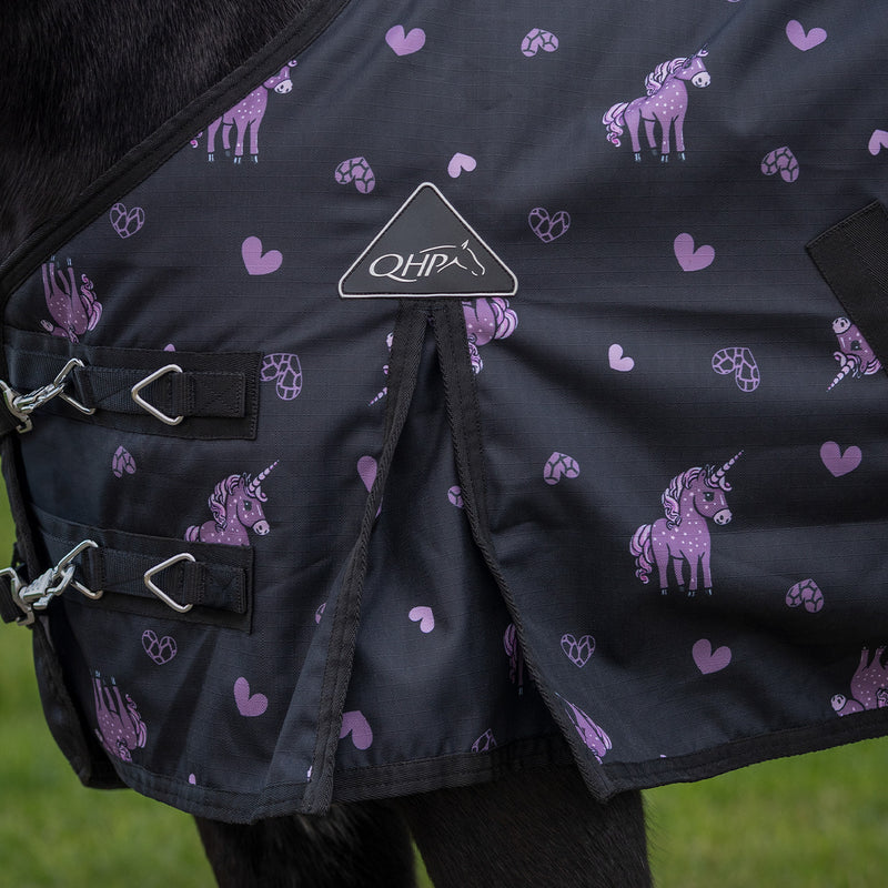 QHP Regendeken Turnout Lize 100gr, Zwart/Violet