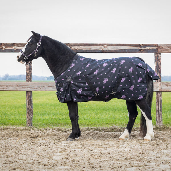 QHP Regendeken Turnout Lize 100gr, Zwart/Violet