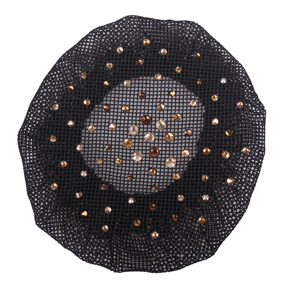 QHP Haarnet Rhinestone, Zwart/Bruin