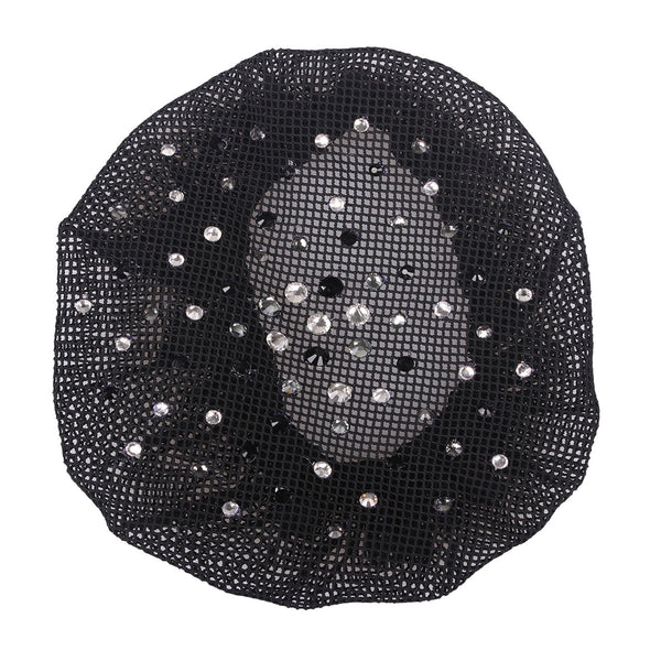 QHP Haarnet Rhinestone, Zwart/Zilver