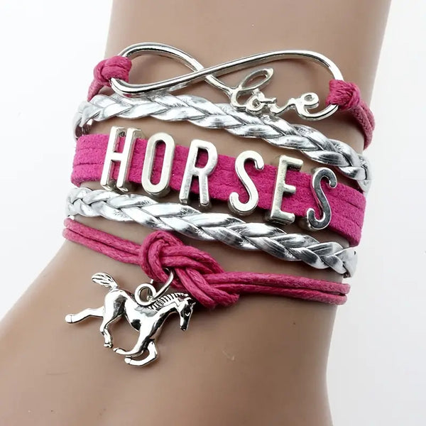 Armband "Love Horses" Roze