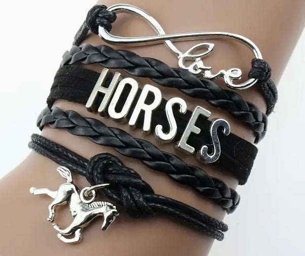 Armband "Love Horses" Zwart