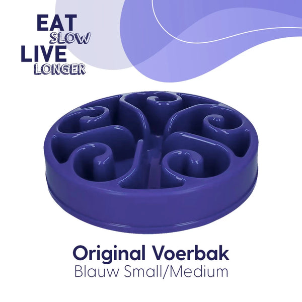 Slowfeeder Eat Slow Live Longer voerbak voor honden of katten, Blauw S