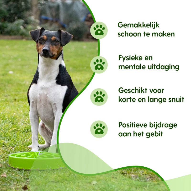 Slowfeeder Eat Slow Live Longer voerbak voor honden of katten, Groen S