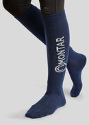 Montar Wollen Kousen Met Logo, Navy