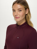 Tommy Hilfiger Cady 1/4 Zip Rhinestone Training Top, Deep Burgundy