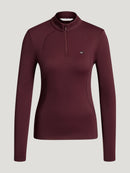 Tommy Hilfiger Cady 1/4 Zip Rhinestone Training Top, Deep Burgundy