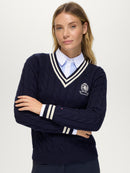 Tommy Hilfiger Roseville Cable V-neck Sweater, Desert Sky