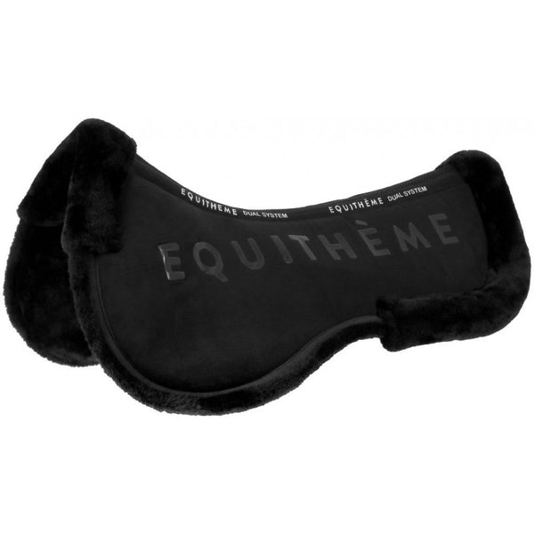Equitheme Dual onderlegger met bont en traagschuim, zwart