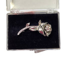Horsepoint Plastron Pin Rhinestone Rose, Silver