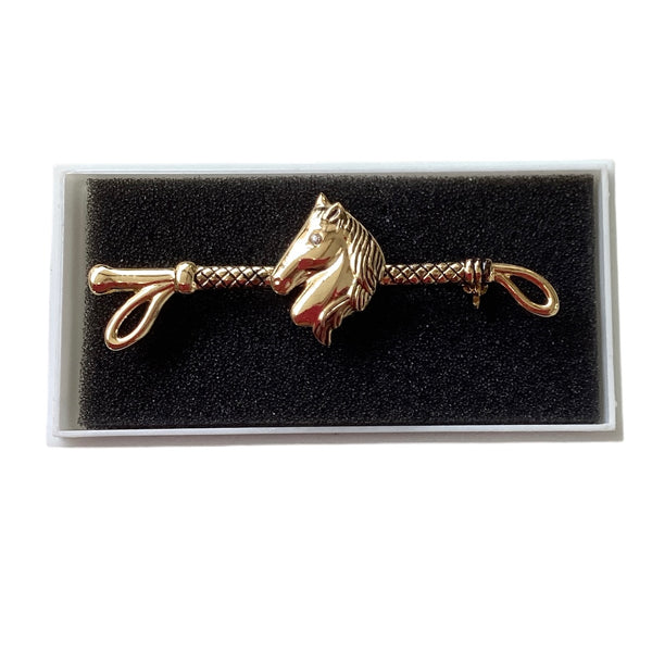 Imperial Riding Plastronspeld Zweep/Hoofd, Goud
