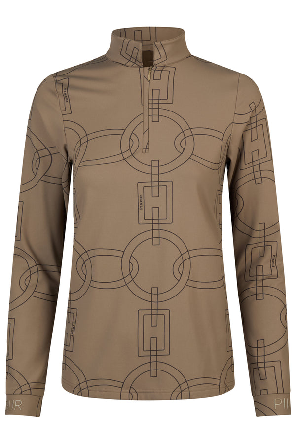 Pikeur Selection Zip Shirt, Slate Brown