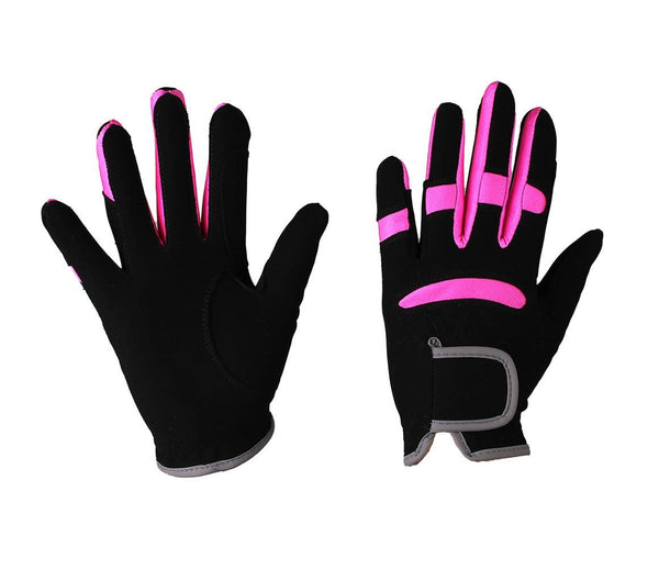 QHP Handschoen Multi Color, Zwart /roze