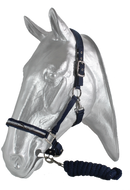 Centaur Fleecehalfter mit Seil, Marineblau/Braun