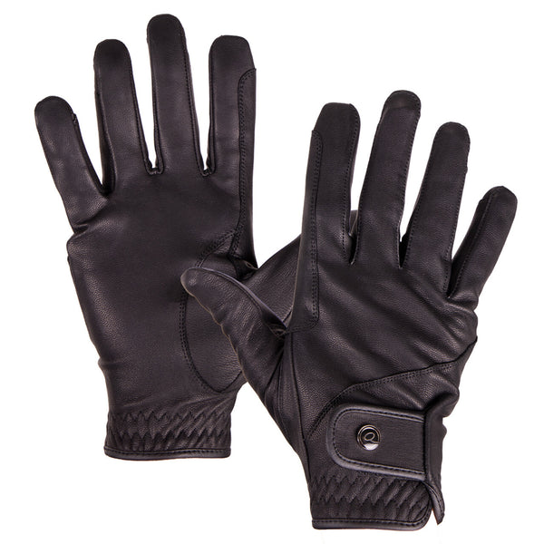 QHP Handschoen Leather Pro, Zwart