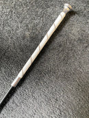 Dobert Dressurgerte Fiberglas, Schwarz mit weißem Griff und Bling-Steinen